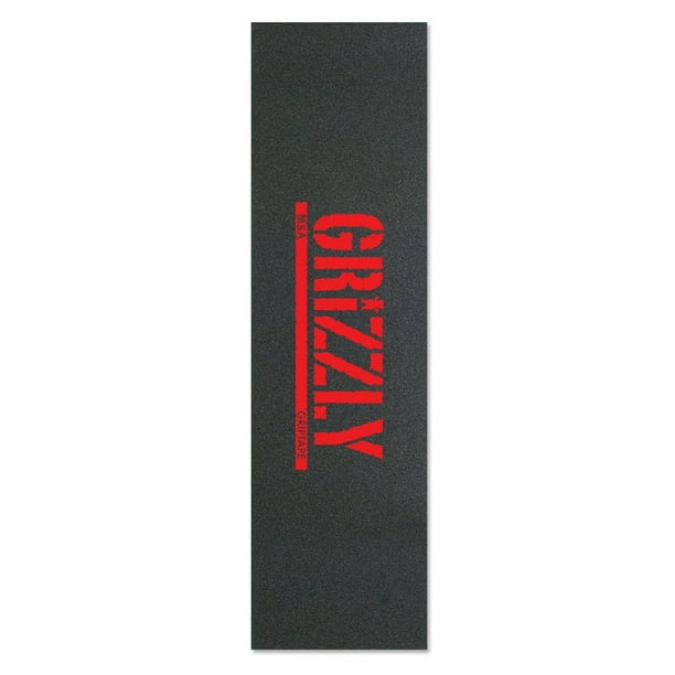 9 x 33 Grizzly Stamp Print Black Red Grip Tape